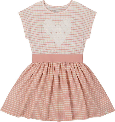 Deux par Deux Crinkle Dress with Applique - Little Girl