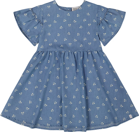 Deux par Deux Printed Chambray Dress - Little Girl