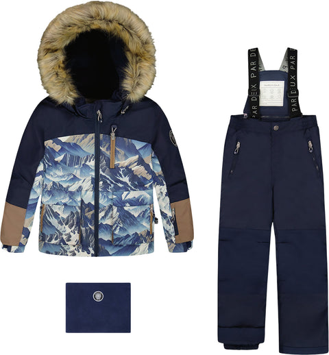 Deux par Deux Play Two-Piece Snowsuit with Printed Colorblocked Jacket - Big Boy