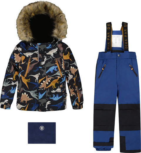 Deux par Deux Play Two-Piece Snowsuit with Printed Dinosaurs Jacket - Little Boy