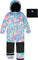 Deux par Deux Black Butterfly Print Play One-Piece Snowsuit - Little Girl - Rainbow Heart Print