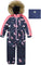 Deux par Deux Navy Flower Print Play One-Piece Snowsuit - Big Girl - Navy Unicorn Print