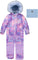 Deux par Deux Navy Flower Print Play One-Piece Snowsuit - Little Girl - Purple Geo