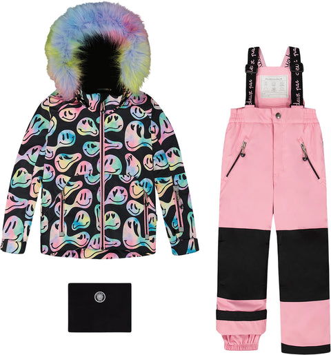 Deux par Deux Pink Play Two-Piece Snowsuit with Printed Jacket - Little Girl
