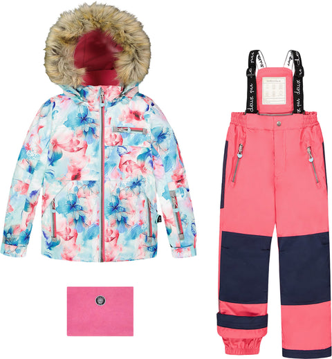 Deux par Deux Blue Flower Print Play Two-Piece Snowsuit - Big Girl