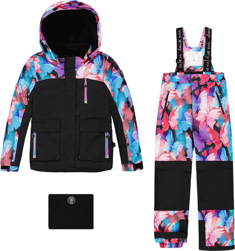 Deux par Deux Black Butterfly Play Two-Piece Snowsuit - Little Girl