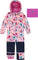 Deux par Deux Black With Pink Teknik One-Piece Snowsuit - Little Girl - Pink Watercolor Flower Print