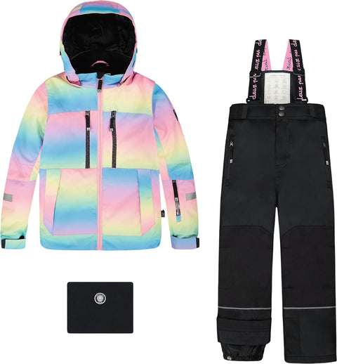 Deux par Deux Colorblocked Black Teknik Two-Piece Snowsuit - Big Girl