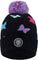 Deux par Deux Black Butterfly Pattern Lined Knit Pompom Hat - Little Girl - Black Butterfly Pattern