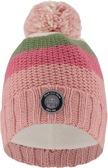 Deux par Deux Pink-Green Lined Knit Pompom Hat - Little Girl