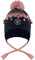 Deux par Deux Navy Blue-Pink Lined Peruvian Knit Pompom Hat - Little Girl - Navy Blue - Pink