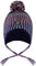 Deux par Deux Black-Purple Lined Peruvian Knit Pompom Hat - Little Girl - Black - Purple