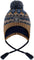 Deux par Deux Taupe-Navy Lined Peruvian Knit Pompom Hat - Little Boy - Taupe - Navy