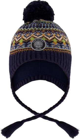 Deux par Deux Lined Peruvian Knit Hat with Pompom - Baby Boy