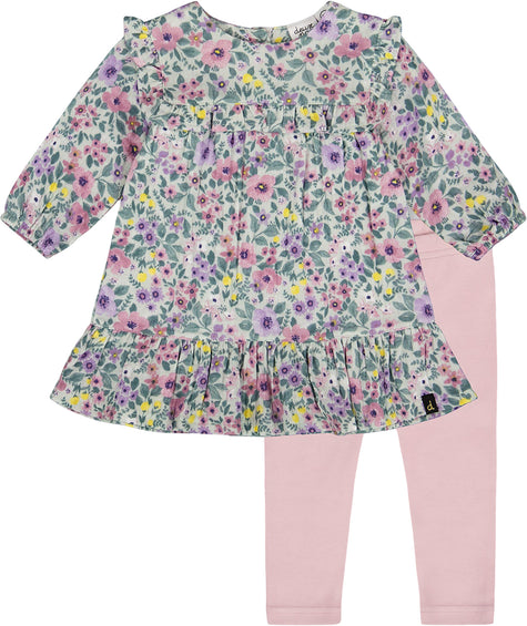 Deux par Deux Printed Muslin Floral Dress and Solid Leggings Set - Baby Girl