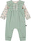 Deux par Deux Organic Cotton Bodysuit and Sleeveless Overalls Set - Baby Girl - Jade Green