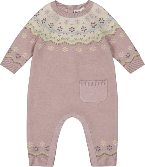 Deux par Deux Jacquard Knitted Romper - Baby Girl