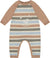 Deux par Deux Knitted Striped Romper - Baby Boy - Beige Blue - Green