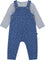 Deux par Deux Organic Cotton Onesie and Overall Set - Baby Boy - Blue Leaf Print