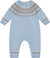 Deux par Deux Knitted Jacquard Romper - Baby Boy - Light Blue