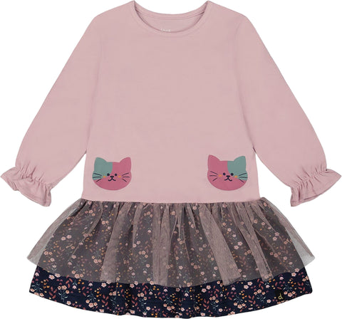 Deux par Deux Dusty Pink Bi-Material Dress - Little Girl