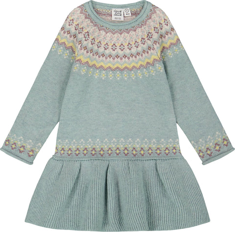 Deux par Deux Jacquard Sweater Dress with Ribbed Skirt - Baby Girl