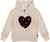 Deux par Deux Heart Applique Glittering French Terry Hoodie - Little Girl - Beige - Black