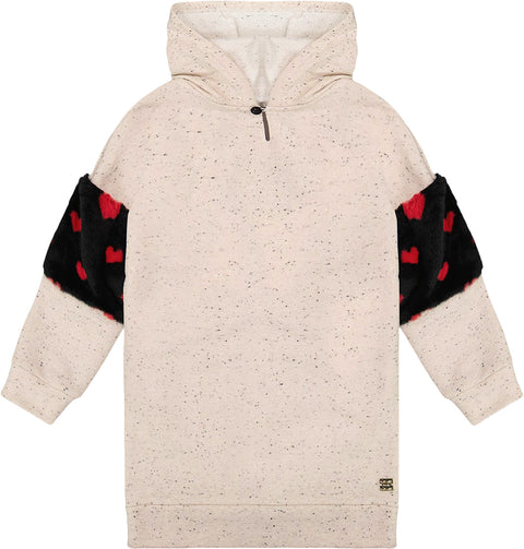 Deux par Deux Hooded Glittering French Terry Dress with Heart Bag - Little Girl