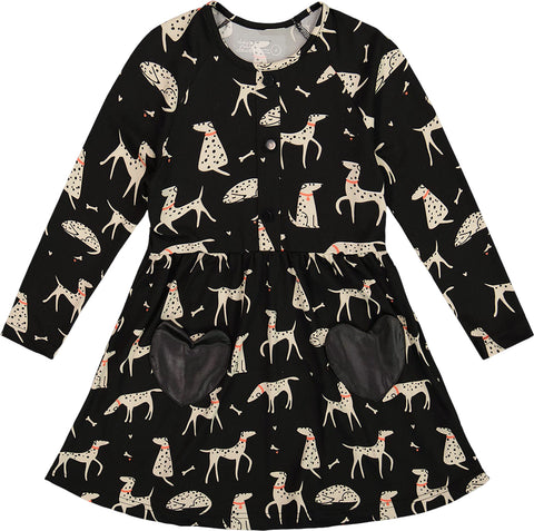 Deux par Deux Half Button Jersey Dress - Big Girl