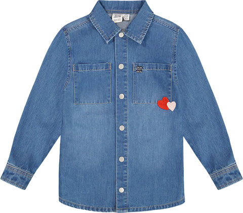 Deux par Deux Shirt with Patch Pockets and Apple Patch - Little Girl