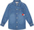 Deux par Deux Shirt with Patch Pockets and Apple Patch - Little Girl - Light Blue Denim