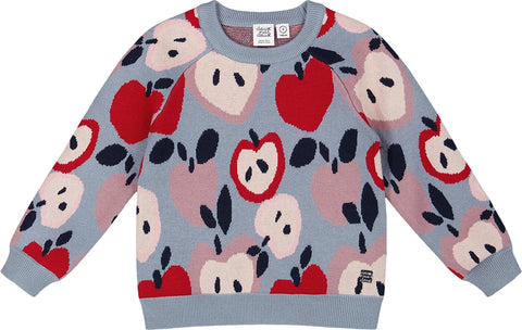 Deux par Deux Knit Sweater with Apple Heart Jacquard - Little Girl