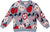 Deux par Deux Knit Sweater with Apple Heart Jacquard - Little Girl - Blue - Red