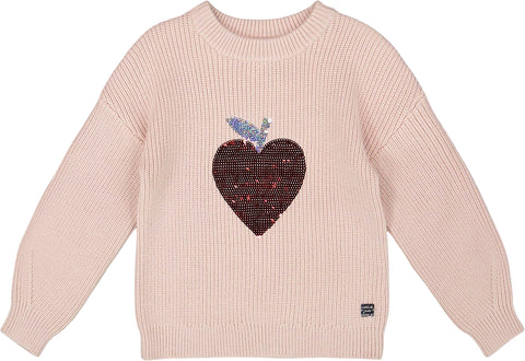Deux par Deux Knit Sweater with Sequin Heart - Little Girl