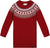 Deux par Deux Knit Dress with Apple Jacquard Yoke - Little Girl - Red