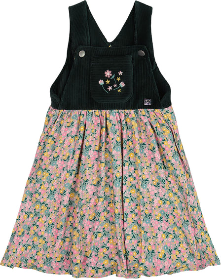 Deux par Deux Bi-Material Overall Dress - Little Girl