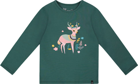 Deux par Deux Dark Green Organic Cotton Long Sleeve T-Shirt - Little Girl