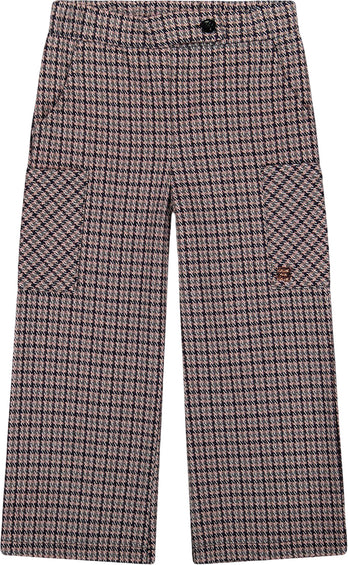 Deux par Deux Jacquard Knit Flare Pants with Houndstooth Pattern - Little Girl