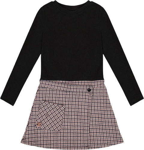 Deux par Deux Bi-Material Dress - Big Girl