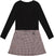 Deux par Deux Black And Houndstooth Bi-Material Dress - Little Girl - Black - Houndstooth