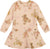 Deux par Deux Teddy Bear Print Glittering French Terry Dress - Little Girl - Beige Teddy Bear Print