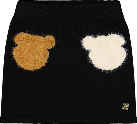 Deux par Deux Knitted Skirt with Bear Intarsia - Little Girl