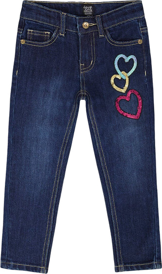 Deux par Deux Stretch Jeans with Glittery Hearts - Little Girl