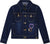 Deux par Deux Stretch Denim Jacket with Glittery Hearts and Unicorn - Little Girl - Blue Denim