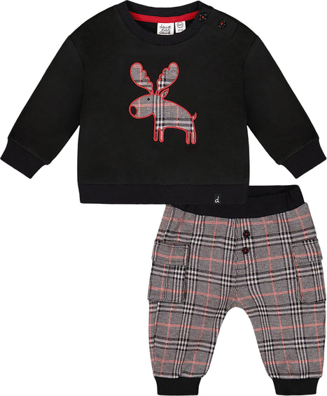 Deux par Deux Sweater and Cargo Pants Set with Moose Applique - Baby Boy