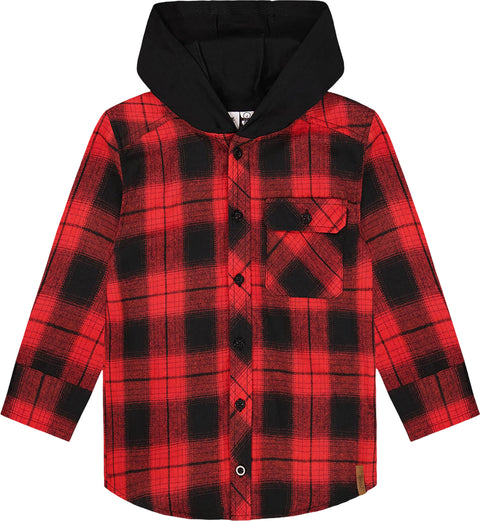 Deux par Deux Plaid Flannel Shirt with Hoodie - Big Boy