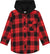Deux par Deux Plaid Flannel Shirt with Hoodie - Little Boy - Red - Black Plaid