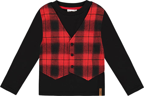 Deux par Deux T-Shirt with Plaid Vest - Baby Boy
