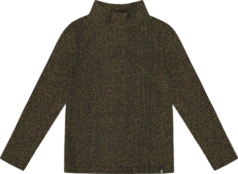 Deux par Deux Shiny Rib Mock Neck Top - Big Girl