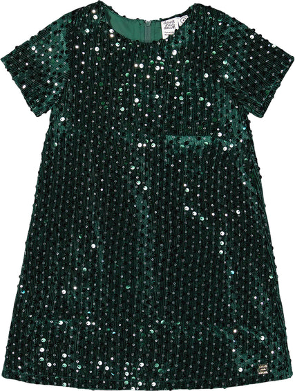 Deux par Deux Velvet Short Sleeve Dress - Big Girl